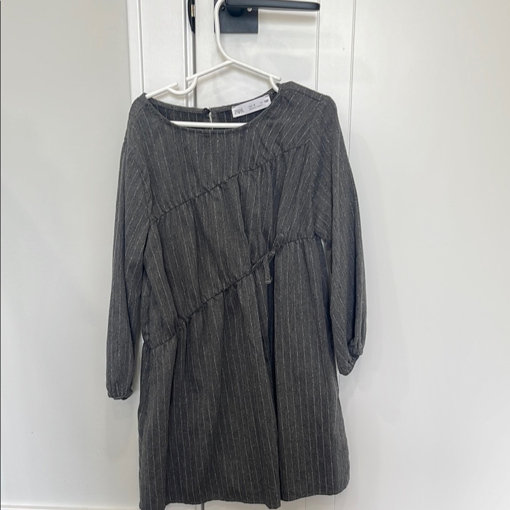 Zara Gray Casual Long Sleeve Crew Neck Sweater Dress